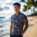 Polynesian Vintage Hawaiian Shirt Navy