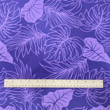 Purple Monstera Tropical Hawaiian Fabric – Elegant Island Print Polycotton - 0