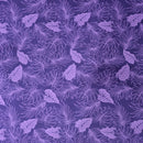 Purple Monstera Tropical Hawaiian Fabric – Elegant Island Print Polycotton-1