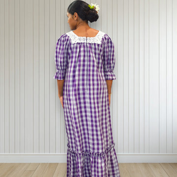 Purple Palaka Half Sleeve Muumuu