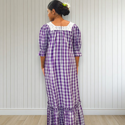 Purple Palaka Half Sleeve Muumuu