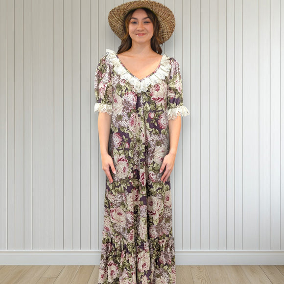 Purple Rose Flower Print Muumuu Dress