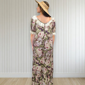 Purple Rose Flower Print Muumuu Dress