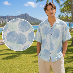 Buy light-blue Rayon Men's Hawaiian Shirt with Loulu Palm Leaf – PK Original Print