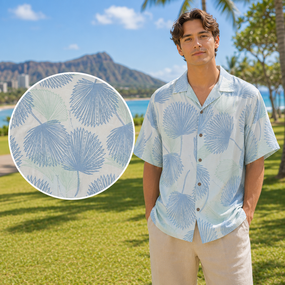 Rayon Men's Hawaiian Shirt with Loulu Palm Leaf – PK Original Print