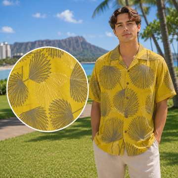 Buy yellow Rayon Men's Hawaiian Shirt with Loulu Palm Leaf – PK Original Print