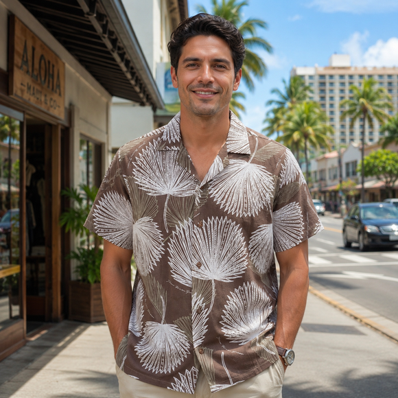 Rayon Men's Hawaiian Shirt with Loulu Palm Leaf – PK Original Print