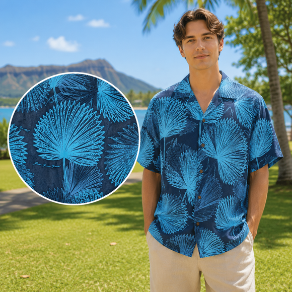 Rayon Men's Hawaiian Shirt with Loulu Palm Leaf – PK Original Print