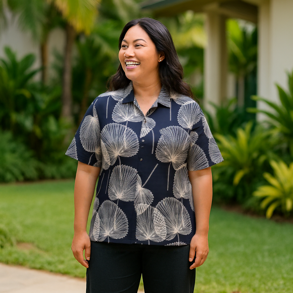 Rayon Hawaiian Shirt Palm Leaf