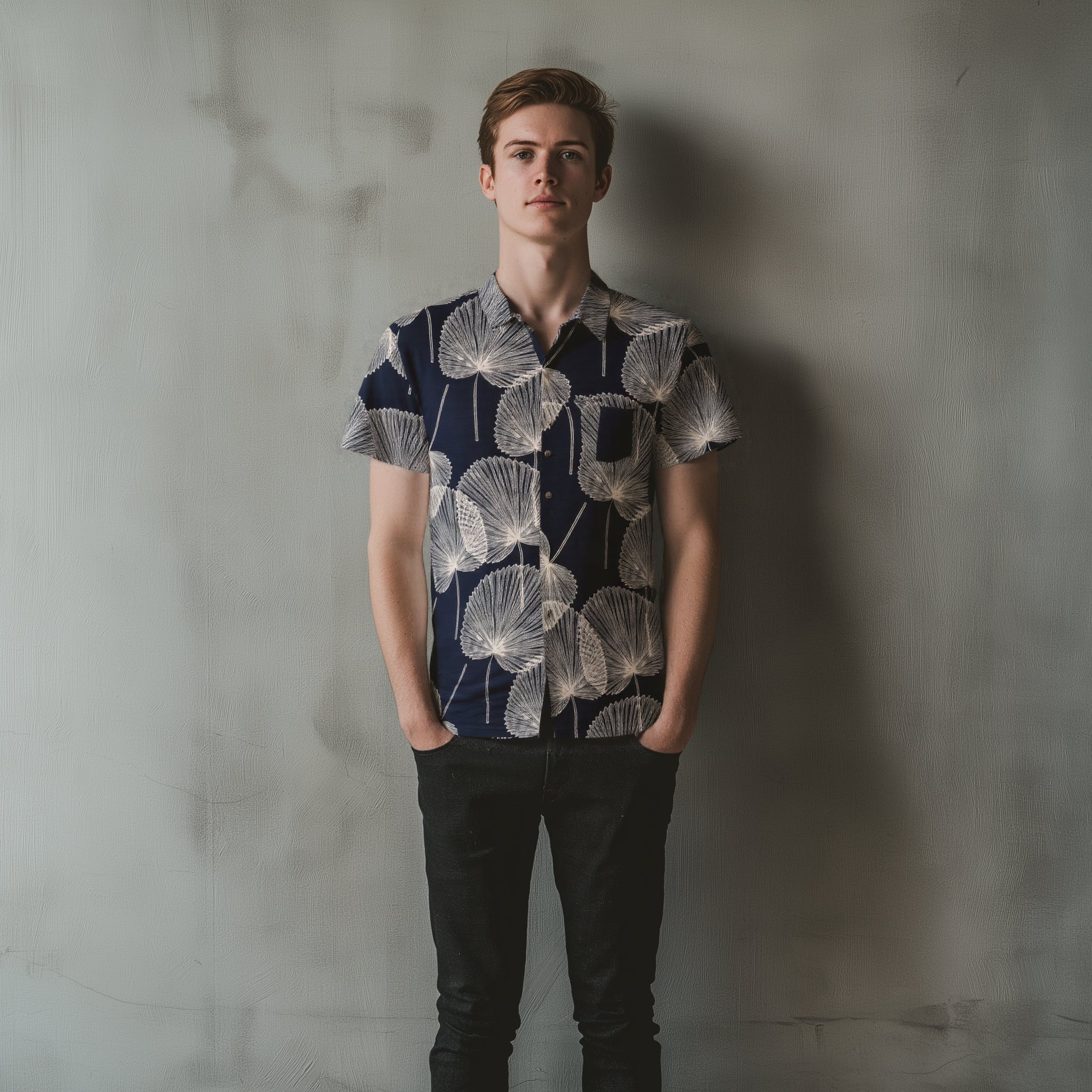 Rayon Hawaiian Shirt Palm Leaf