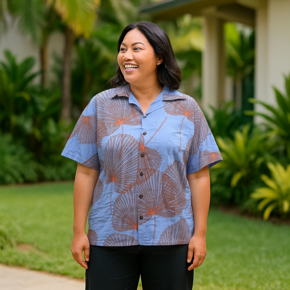 Rayon Hawaiian Shirt Palm Leaf