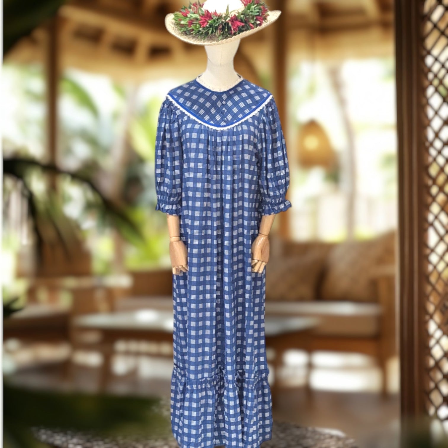 Rayon Palaka Muumuu Dress Lace
