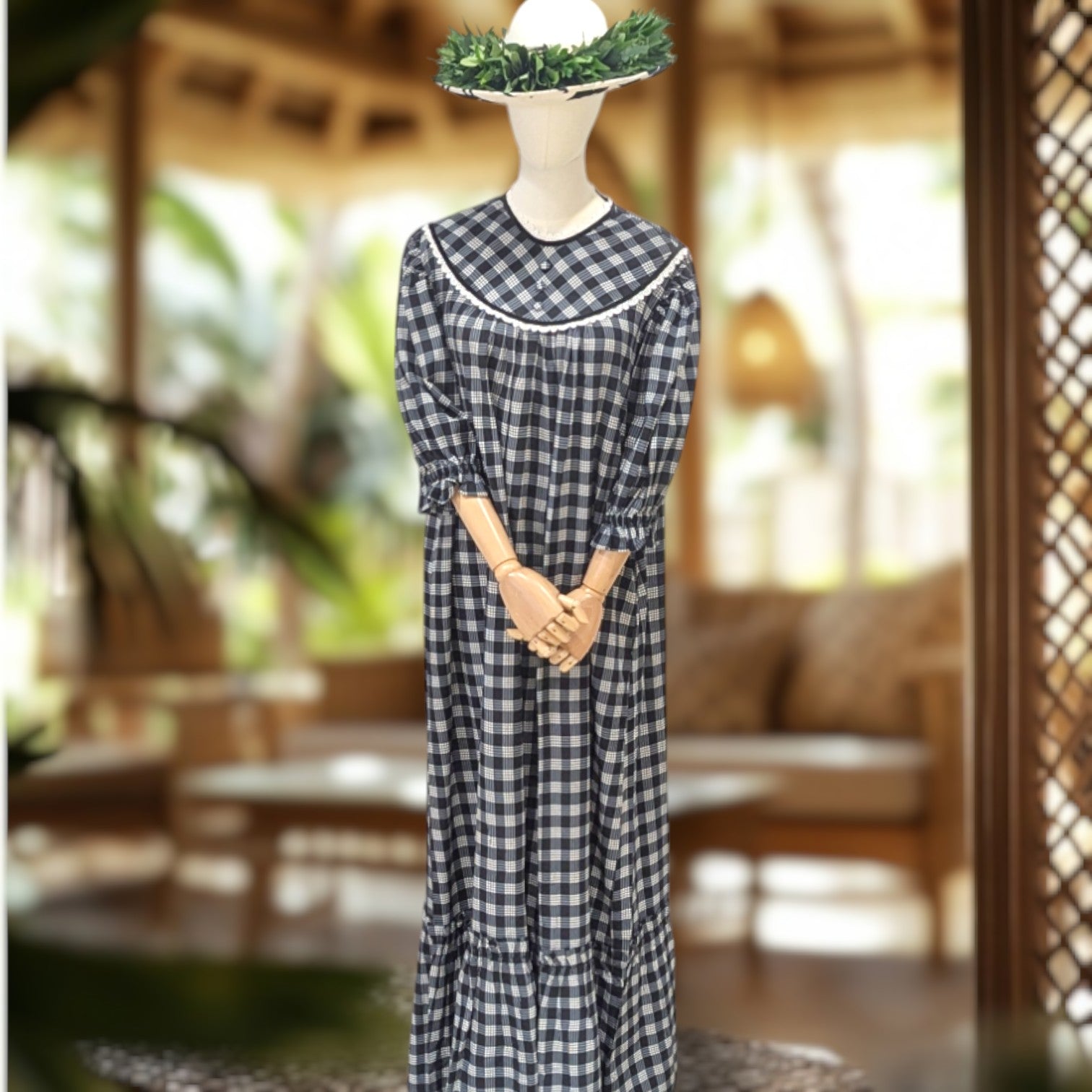 Rayon Palaka Muumuu Dress Lace