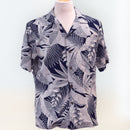 Red Ginger print Rayon Hawaiian shirt - Navy-2
