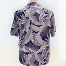 Red Ginger print Rayon Hawaiian shirt - Navy-3