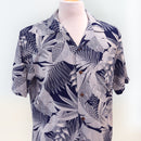 Red Ginger print Rayon Hawaiian shirt - Navy-1