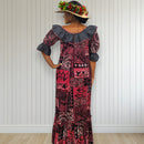 Red and Black Polynesian Style Muumuu Dress