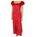 Red Hawaiian Matching Outfits – Aloha Shirt & Elegant Long Flare Dress-4