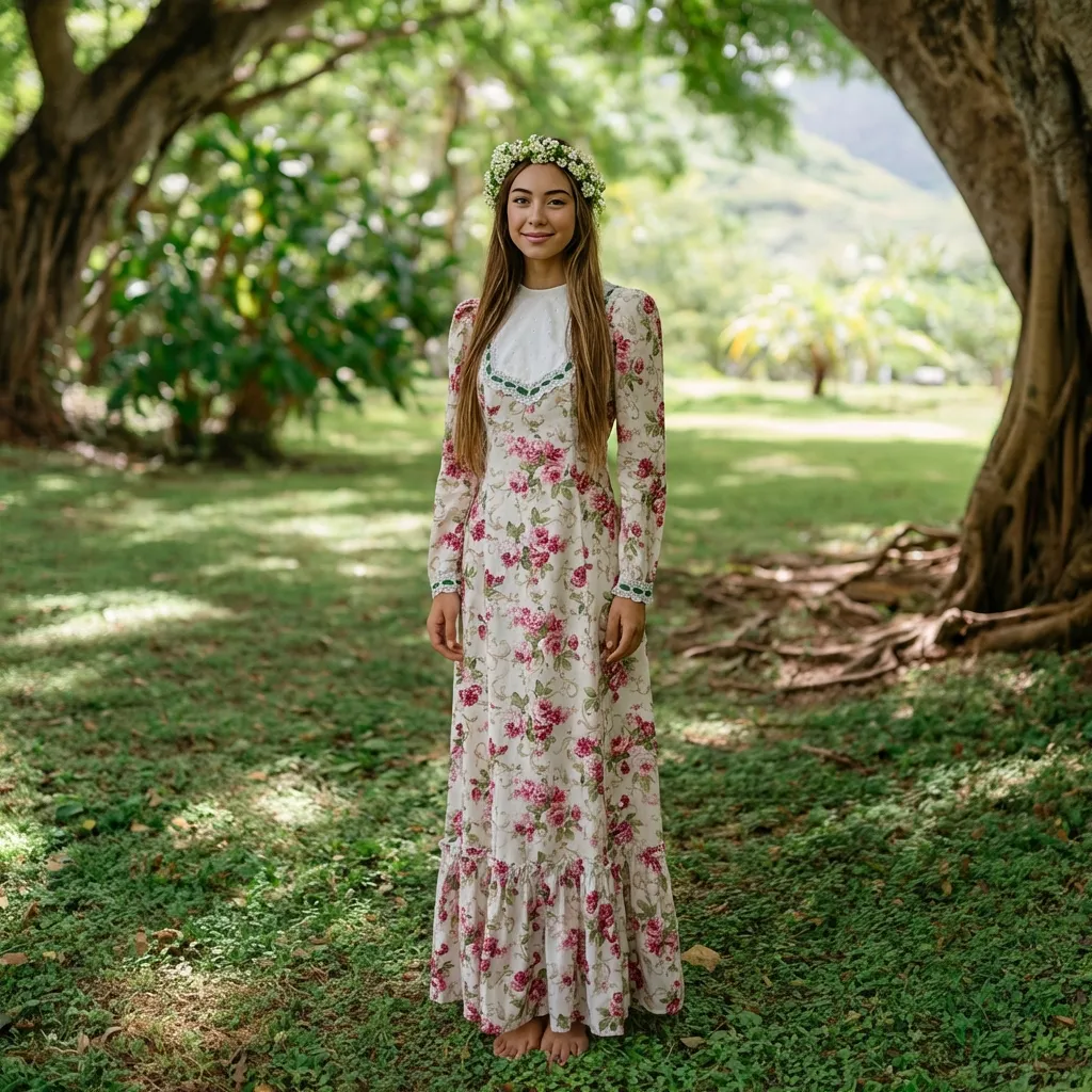 Red Floral Cottagecore Vintage-Inspired Long Sleeve Hawaiian Dress L | Muumuu Mall by Muumuu Rainbow Red Floral Cottagecore Vintage-Inspired Long Sleeve Hawaiian Dress L | Muumuu Mall by Muumuu Rainbow