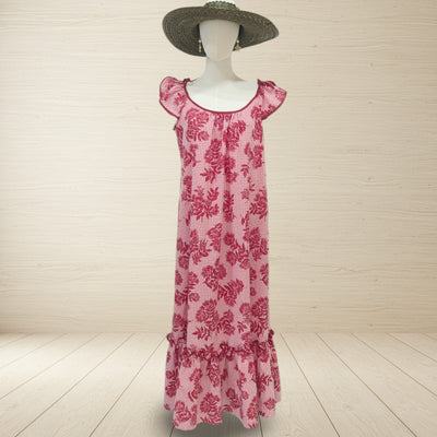 Red Gingham Hawaiian Muumuu Dress Ohia Lehua