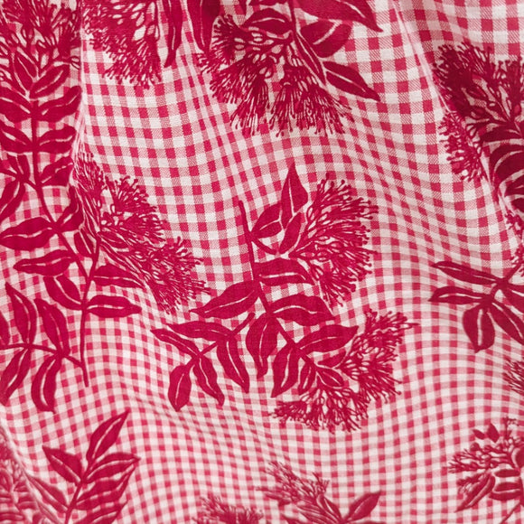 Red Gingham Hawaiian Muumuu Dress Ohia Lehua