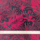 Red Hibiscus Monstera Hawaiian Fabric – Bold Tropical Floral Print Polycotton-2