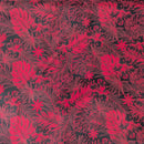Red Hibiscus Monstera Hawaiian Fabric – Bold Tropical Floral Print Polycotton-1