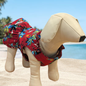 Red Hibiscus PalmTree Hawaiian Dog Dress