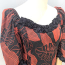 Red Monstera Leaf Ruffle Hawaiian Dress