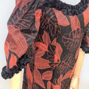 Red Monstera Leaf Ruffle Hawaiian Dress