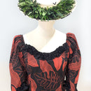 Red Monstera Leaf Ruffle Hawaiian Dress