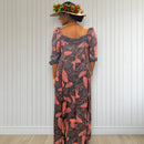 Red Monstera Leaf Ruffle Hawaiian Dress
