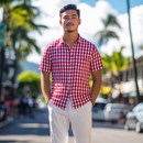 Red Palaka Hawaiian Shirt