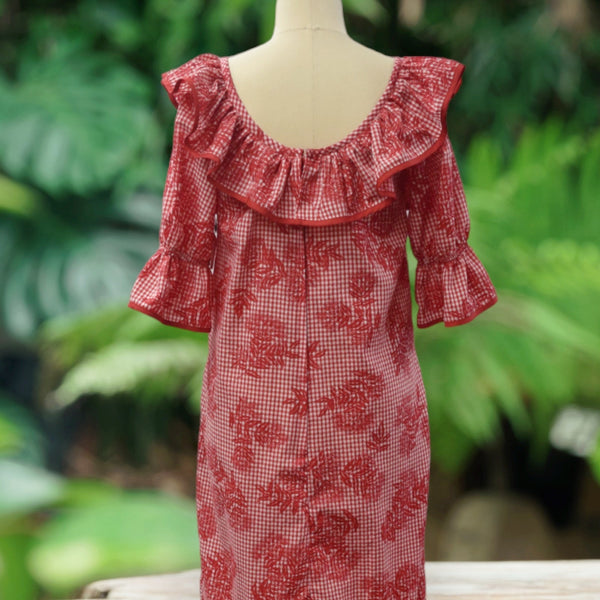 Red Palaka Muumuu with Ruffle 8631