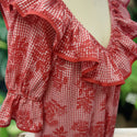 Red Palaka Muumuu with Ruffle 8631