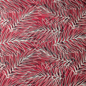 Red Palm Leaf Breeze Hawaiian Fabric – Modern Tropical Print Polycotton