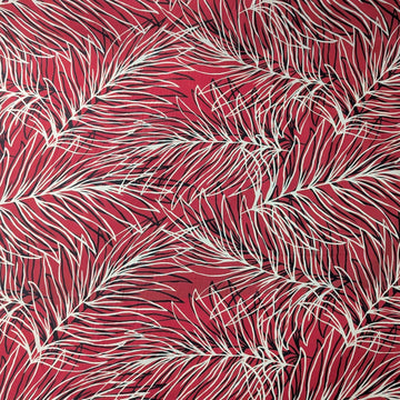 Red Palm Leaf Breeze Hawaiian Fabric – Modern Tropical Print Polycotton
