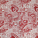 Red Polynesian Patchwork Hawaiian Fabric – Tribal Island Print Cotton-1
