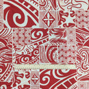 Red Polynesian Patchwork Hawaiian Fabric – Tribal Island Print Cotton-2