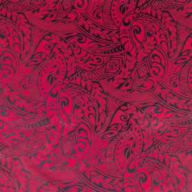 Red Polynesian Tribal Hawaiian Fabric – Bold Island Pattern Polycotton