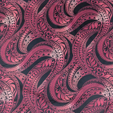 Red Tribal Wave Hawaiian Fabric – Bold Polynesian Style Print Cotton