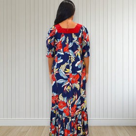 Red Velvet Trim Anthurium Muumuu