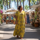 Women’s Relaxed V-Neck Rayon Dress with Ruffle Sleeves in the Loulu Palm Leaf – PK Original Print-2