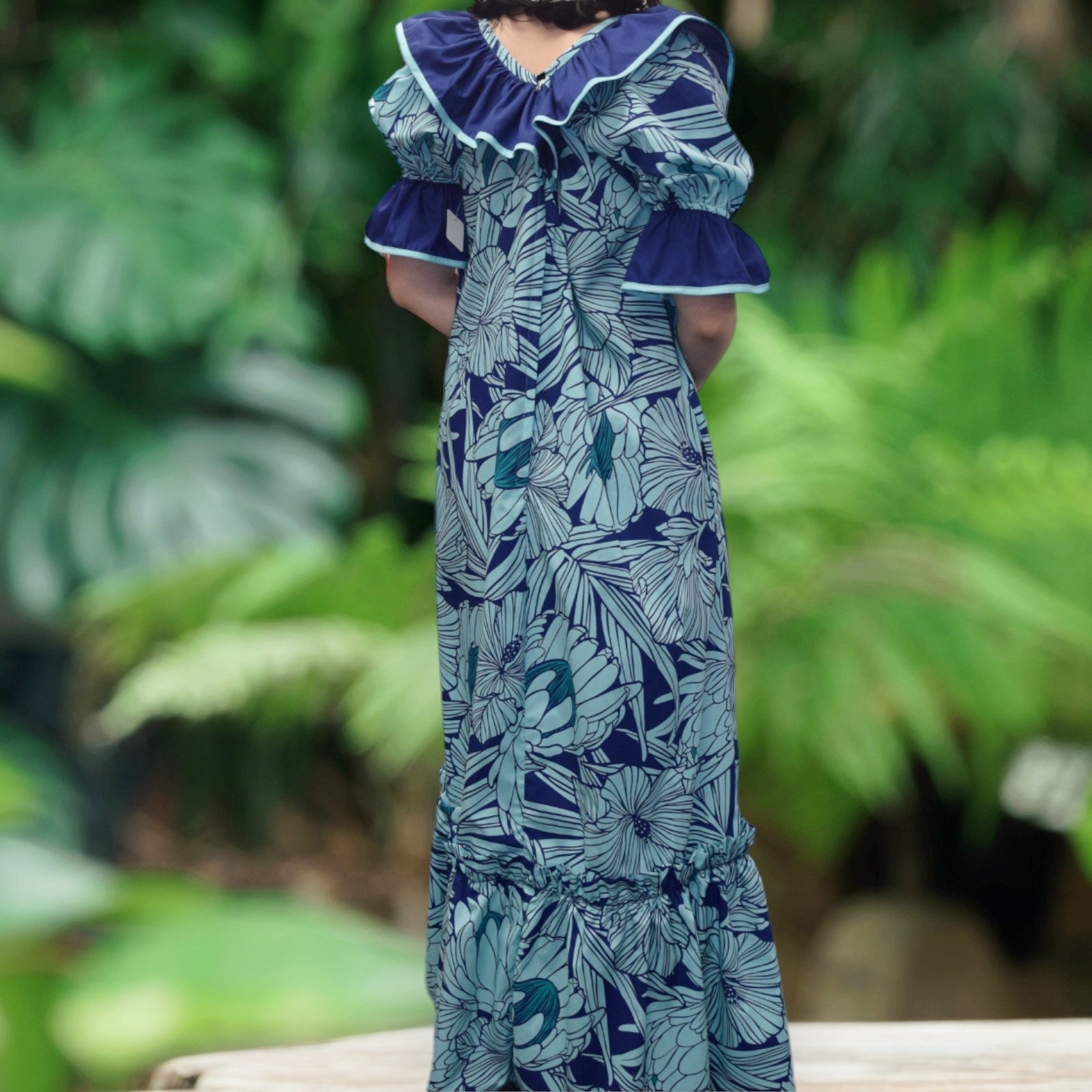 ムームー ハワイ Long Ruffled Muumuu Hawaiian Dress Big Island – Shaka Time Team