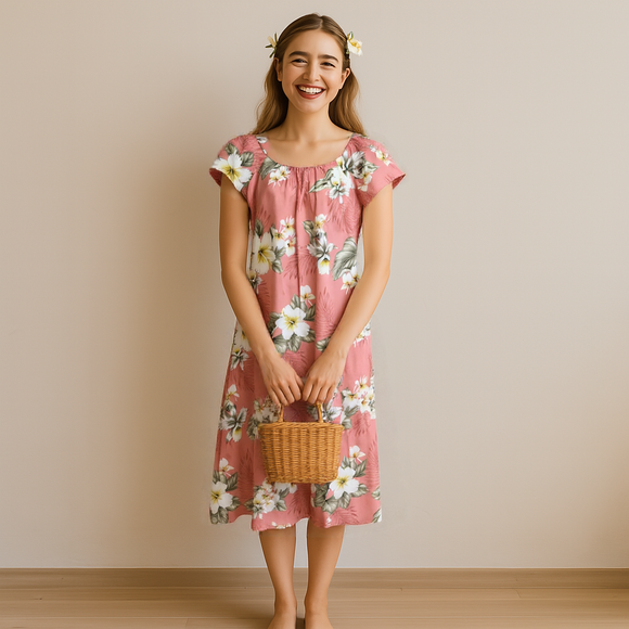 Relaxed Hibiscus Pink Muumuu Dress