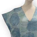 Women’s Relaxed V-Neck Rayon Dress with Ruffle Sleeves in the Loulu Palm Leaf – PK Original Print-7