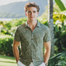 Retro Hawaiian Motif Aloha Shirt  Green