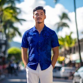 Royal Blue Purple Hawaiian Shirt