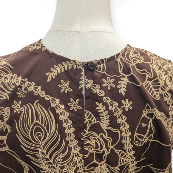 2-Way Royal Pāʻū Rider Resort Swing Dress – Heritage Lei & Peacock Motif MR143