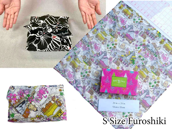 ［Black and White］Tapa Hawaiian Print Gift Wrapping Fabric / Furoshiki -1223FB-BL4